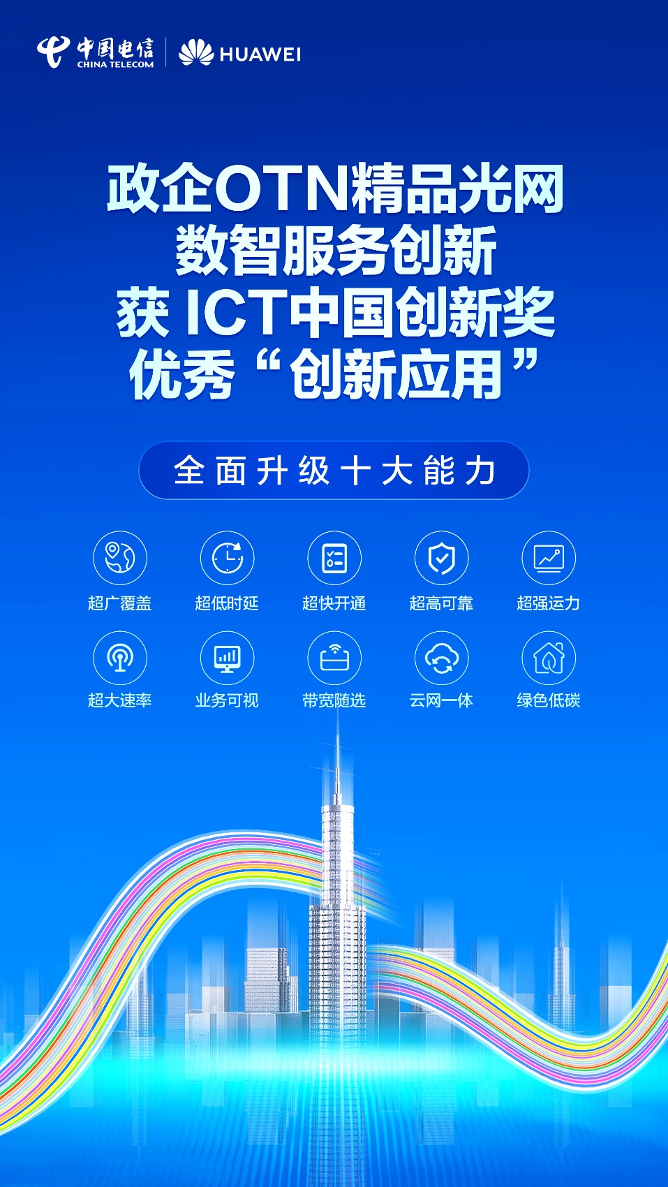 中國(guó)電信&ldquo;政企OTN精品光網(wǎng)數(shù)智服務(wù)創(chuàng)新&rdquo;獲ICT中國(guó)&ldquo;優(yōu)秀創(chuàng)新應(yīng)用&rdquo;獎(jiǎng)